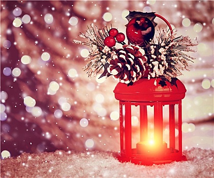 漂亮,圣诞节,灯笼