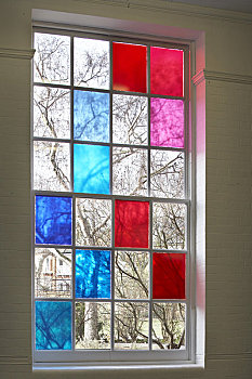西部,山,小学,伦敦,英国,2009年,特写,内景,维多利亚时代风格,窗户,有色玻璃