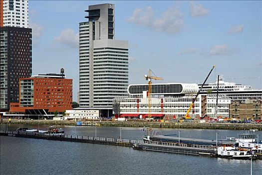现代建筑,水边,世界,港口,中心,右边,文化,鹿特丹,荷兰南部,荷兰,欧洲