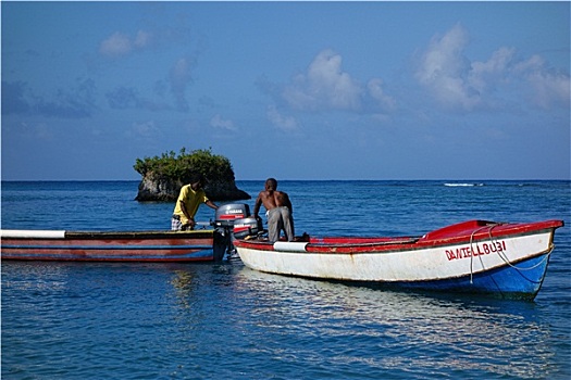 两个,牙买加人,渔民,加勒比海