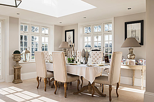 旧式家具,天窗,优雅,客厅,乳白色