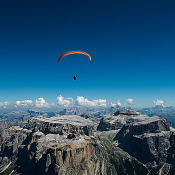 滑翔伞运动者,滑伞运动,高处,群体,塔,白云岩,特兰迪诺,省,意大利,欧洲