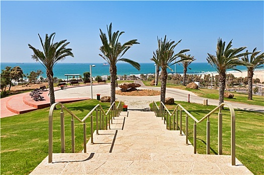 石头,楼梯,城市公园,漂亮,风景,地中海,阿什杜德,以色列
