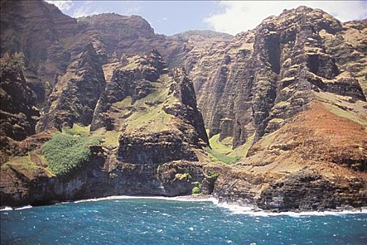 夏威夷,考艾岛,纳帕利海岸,崎岖,悬崖,海岸线