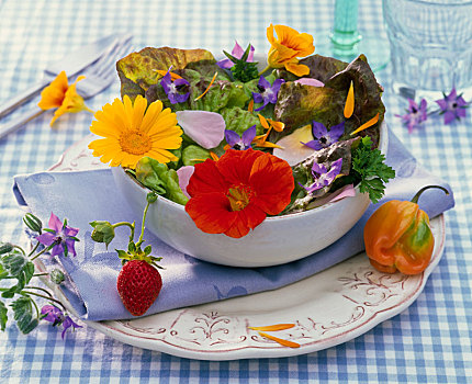 沙拉,食用花卉,金盏花
