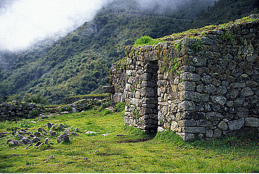 石头,小屋,风景,印加古道,秘鲁