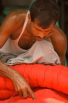 被子,工作,市场,孟加拉,七月,2007年