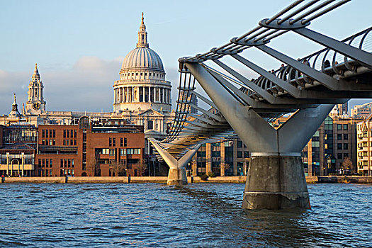 风景,圣保罗大教堂,千禧桥,伦敦