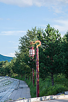 黑龙江省大兴安岭漠河北极村,神州北极广场,龙型路灯