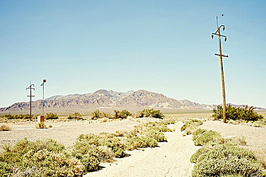 荒漠景观,电线杆,线,死谷,加利福尼亚,美国