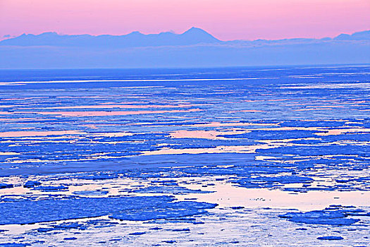 海洋,鄂霍次克海,漂浮,冰,山脉,岬角,北海道