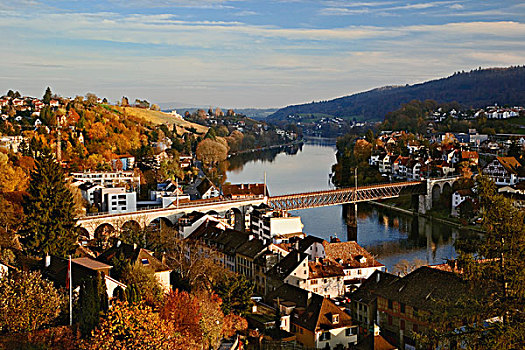 秋天,莱茵河,城堡,沙夫豪森,瑞士