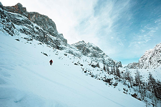 奥地利,提洛尔,山,滑雪