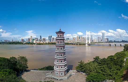 广东惠州文星公园文星塔航拍景观