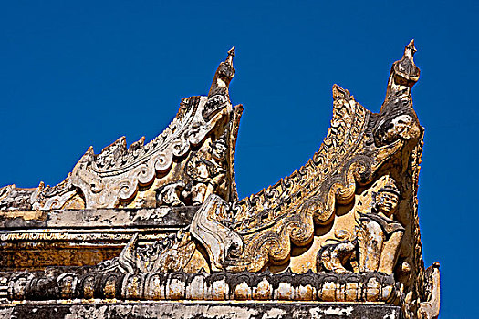 缅甸,砖,粉饰灰泥,寺院,靠近,曼德勒