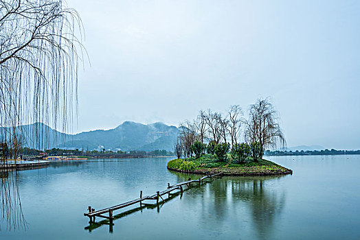 杭州西湖自然风光水墨湘湖