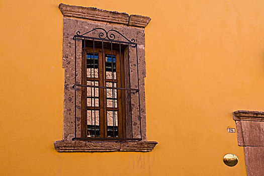 墨西哥,圣米格尔,窗户,铁,黄色,墙
