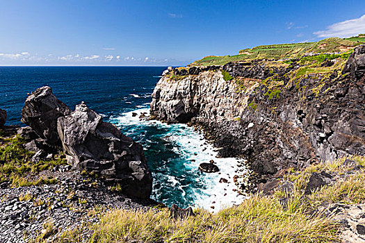 峭壁,海浪,岛屿,亚速尔群岛,葡萄牙