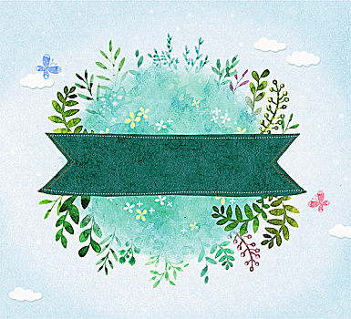 插畫,春花,帶