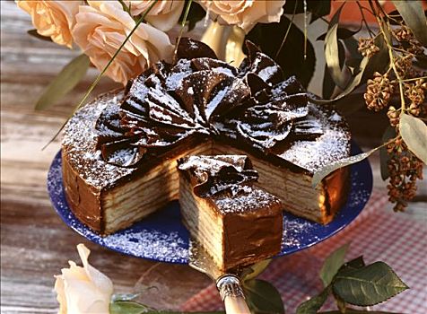 树蛋糕,糕饼,巧克力,块,切削