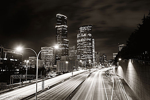 西雅图,城市风光,城市,建筑,红绿灯,小路
