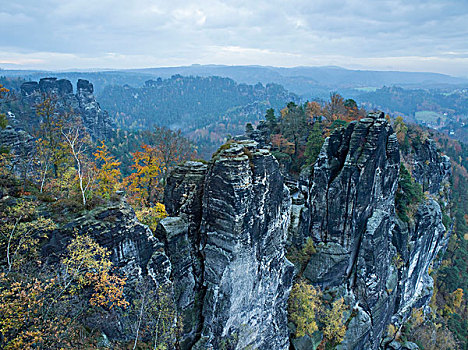 秋日风光,撒克逊瑞士,砂岩,山,德国