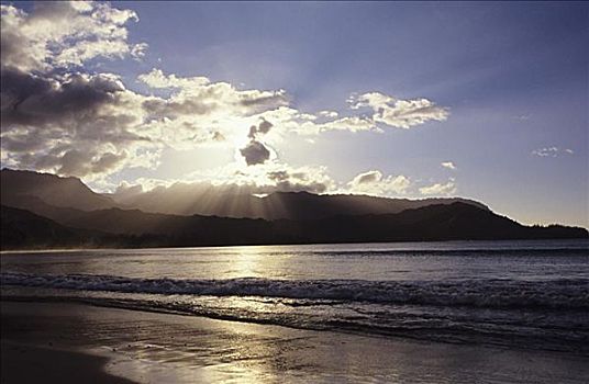 夏威夷,考艾岛,湾,神,光线,上方,巴厘海