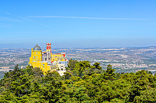 景色,俯视,彩色,岩石,国会大楼,辛特拉,市区,里斯本,区域,葡萄牙