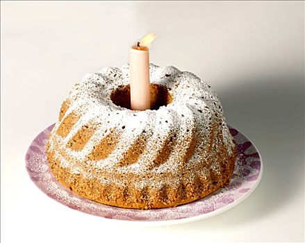 水果蛋糕,糖粉,燃烧,蜡烛,生日
