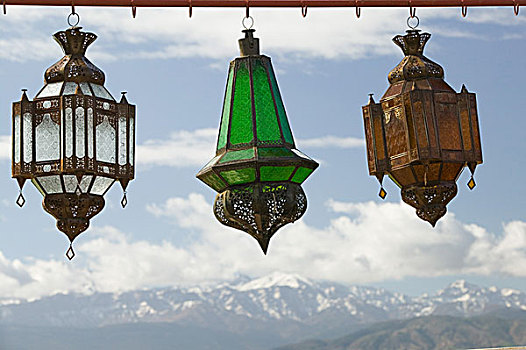 摩洛哥,南,玛拉喀什,山谷,阿特拉斯山区,灯笼,出售