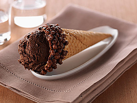 巧克力冰淇淋,蛋卷