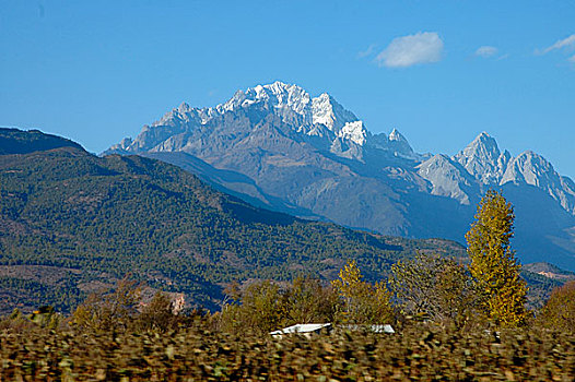 美景,丽江,城市,长,掸邦,玉,龙,雪,山,背景,云南,中国,十一月,2006年