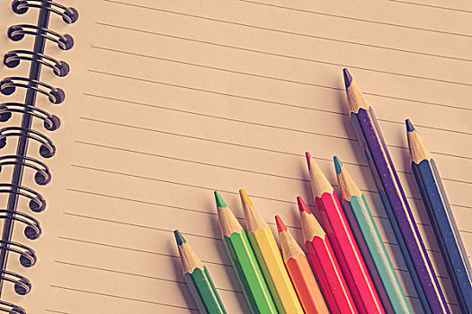 彩色,铅笔,多样,直线,纸