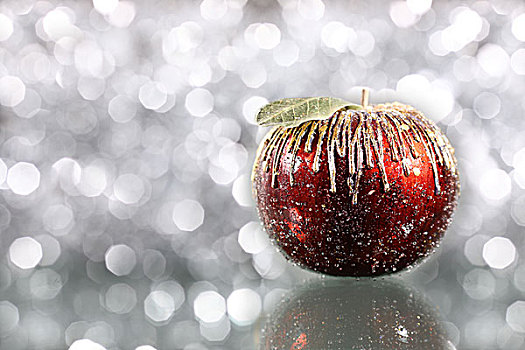 圣诞节,苹果,银,模糊背景