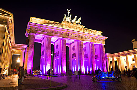 节日,勃兰登堡门,夜晚,区域,柏林,德国,欧洲