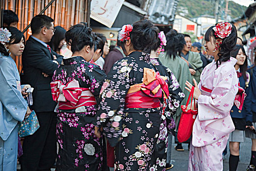 人群,街上,庙宇,京都,日本