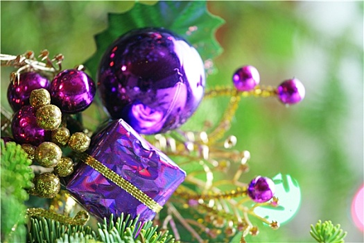 紫色,礼物,装饰,圣诞树