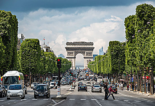 拱形,凯旋门,香榭丽舍大街,巴黎,法国,欧洲