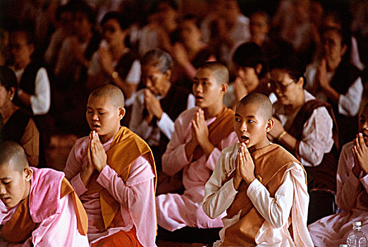 缅甸,仰光,和尚,佛教,沉思,冥想