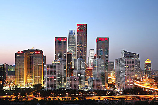 北京cbd建筑群夜景