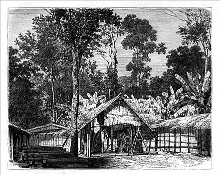 乡村,加蓬,19世纪,艺术家