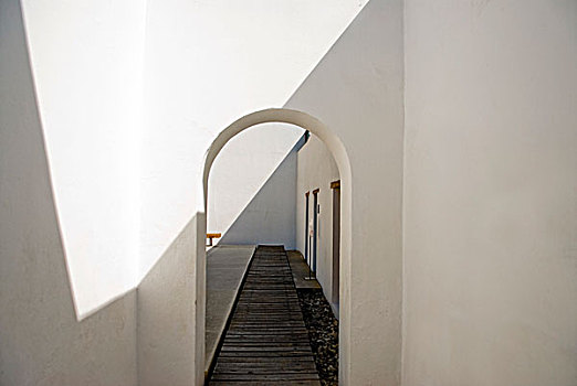 墨西哥,白色,走廊,拱形,入口