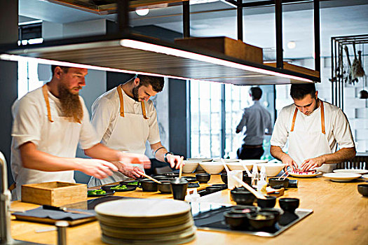 厨师,工作,餐馆,哥本哈根,丹麦