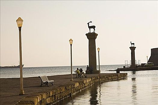 纪念建筑,海中,罗得斯,多德卡尼斯群岛,希腊