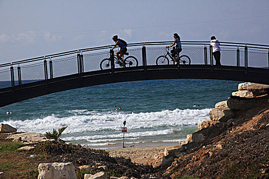 桥,自行车,行人