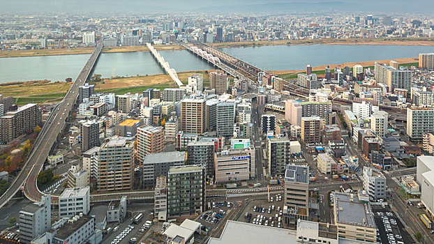 日本大阪梅田区城市天际线