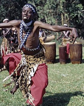 白天,卢旺达,舞者,局部,皇家,今日,几个,群体,表演,韵律,移动,印象深刻,打鼓,欢呼
