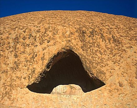 乌卢鲁巨石,艾尔斯巨石,洞穴,特写,砂岩,北领地州,澳大利亚