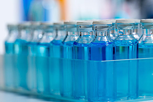 化学品,科学,实验室,蓝色,玻璃瓶