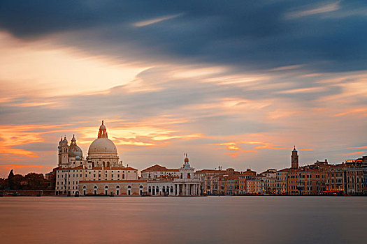威尼斯,教堂,圣马利亚,行礼,日落,意大利